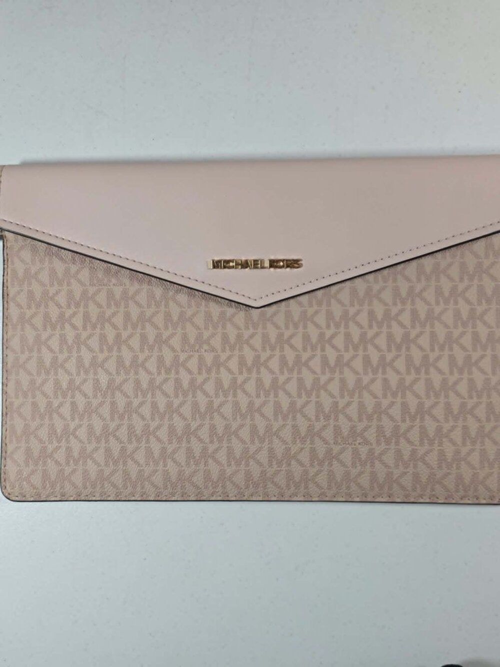 MICHAEL KORS ENVELOPE CLUTCH BLUSH PINK LARGE MONOGRAM HANDBAG PURSE NWOT NWOT